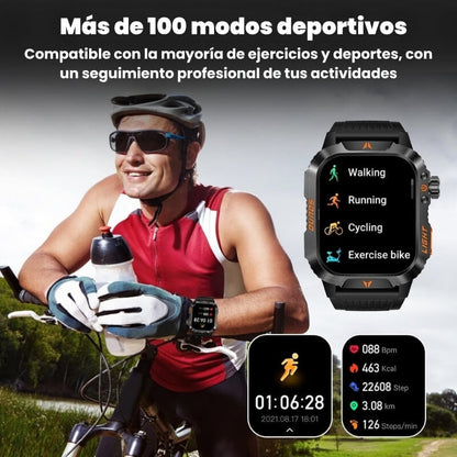 El reloj militar inteligente más potente – Llamadas, resistente al agua, linterna y monitoreo de salud