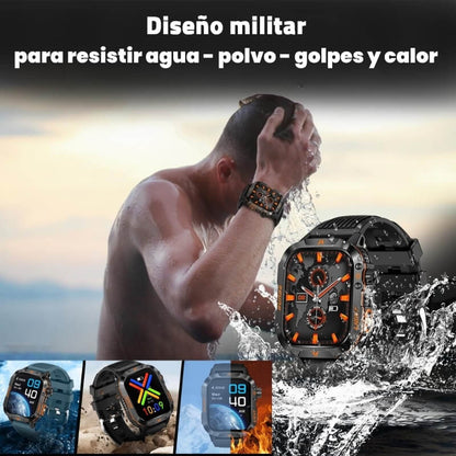 El reloj militar inteligente más potente – Llamadas, resistente al agua, linterna y monitoreo de salud
