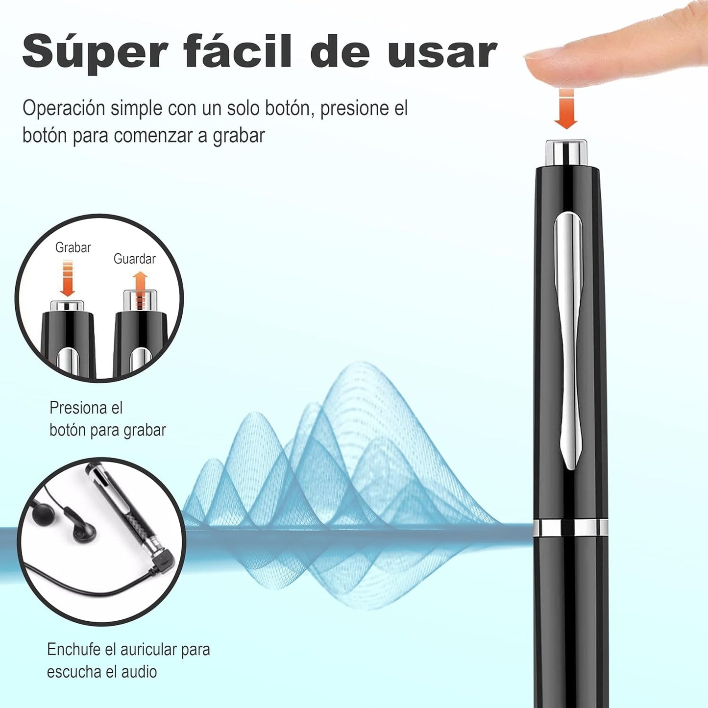 Bolígrafo inteligente con grabación de voz hasta 150 horas + tarjeta SD de 16 GB de regalo