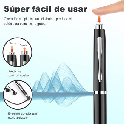 Bolígrafo inteligente con grabación de voz hasta 150 horas + tarjeta SD de 16 GB de regalo